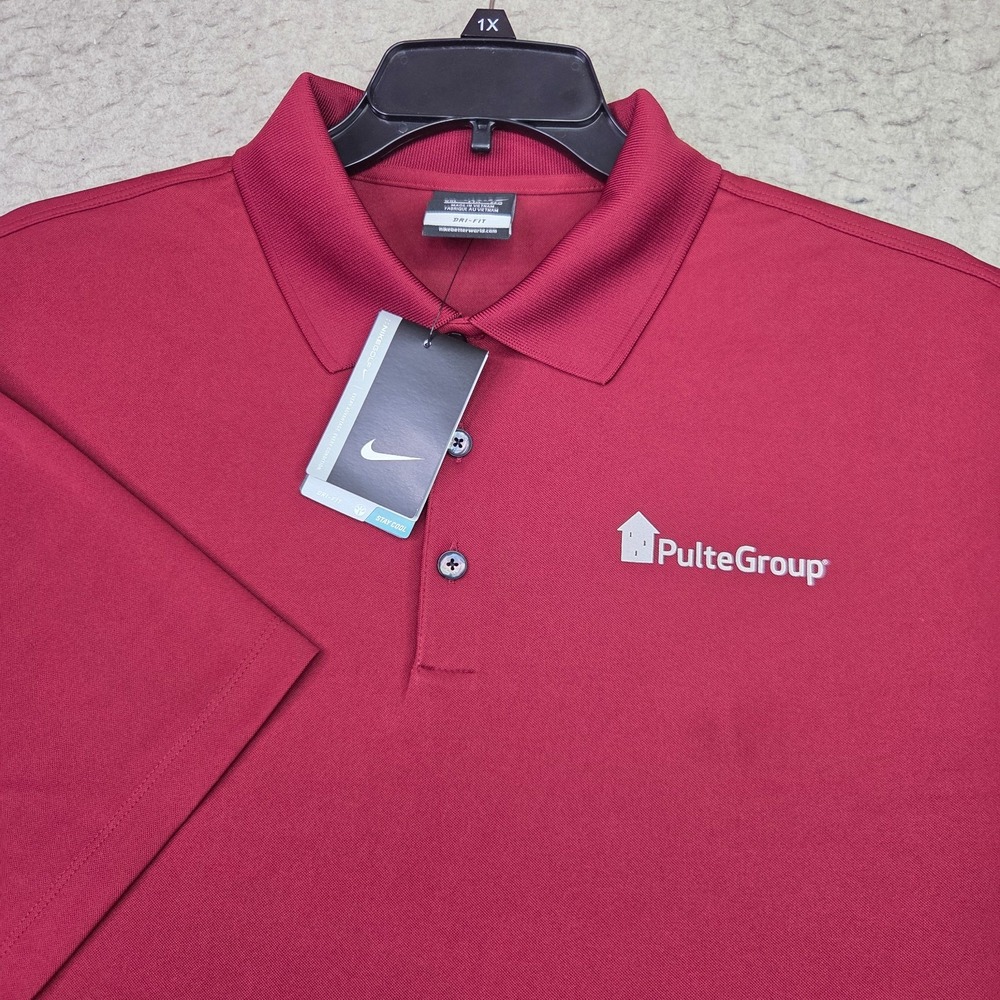 Nike Golf Dri-Fit Moisture Wicking Men's XL Solid Red Short Sleeve Polo NEW